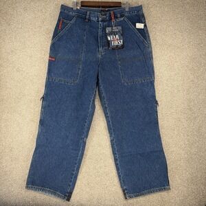New Wearfirst VTG Y2K Cargo Jeans 36x30 Baggy Streetwear Skater Knee Zippers